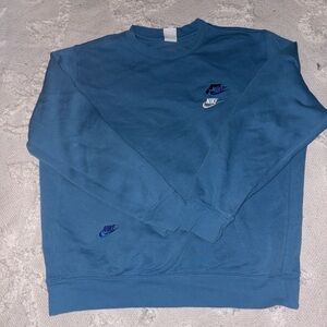Nike Men's Blue Crewneck Sweater with Logo